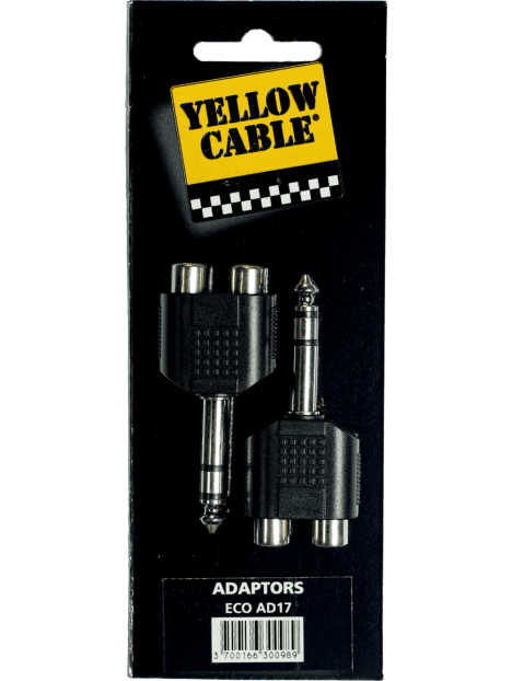Yellow Cable - Adaptateur jack 6,35 mm stéréo male 2 rca fem. - lot de 2 - ECO AD17