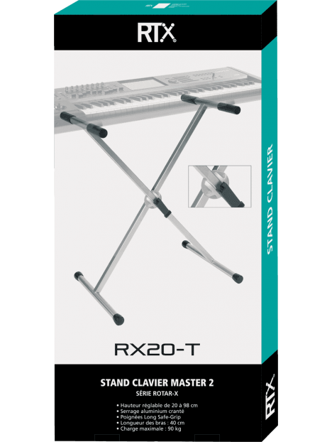 RTX - Stand clavier X pro à rotule crantée - titane - TRT RX20-T