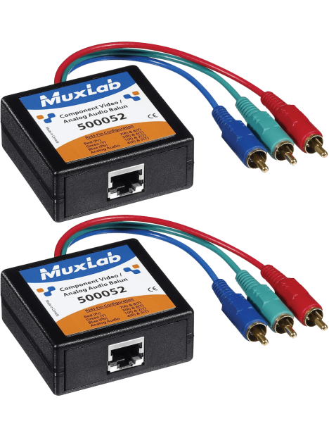 MuxLab - Pack 2x Balun Audio Analog, Vidéo Composante, Mâle - IMU 500052-2PK