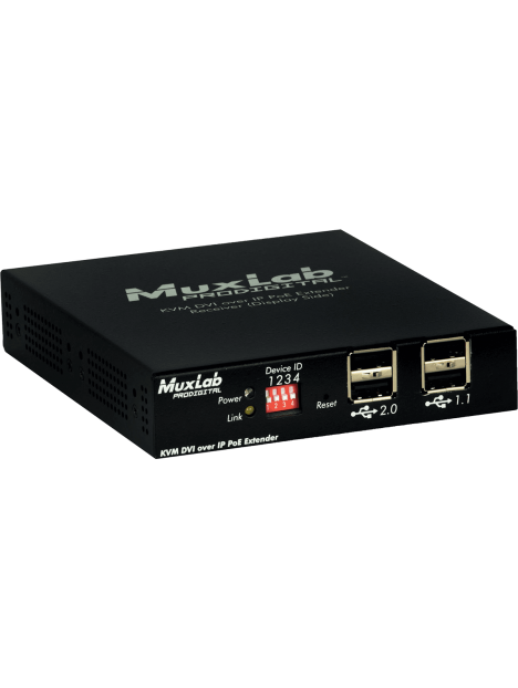 MuxLab - Extension RX DVI / USB2.0 KVM sur IP avec PoE - IMU 500771-RX