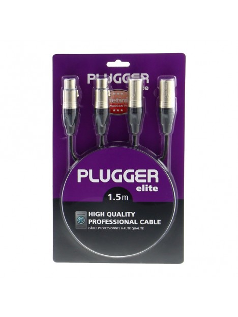 Plugger - Câble Bretelle XLR Femelle 3b - XLR Mâle 3b 1.50m Elite Plugger