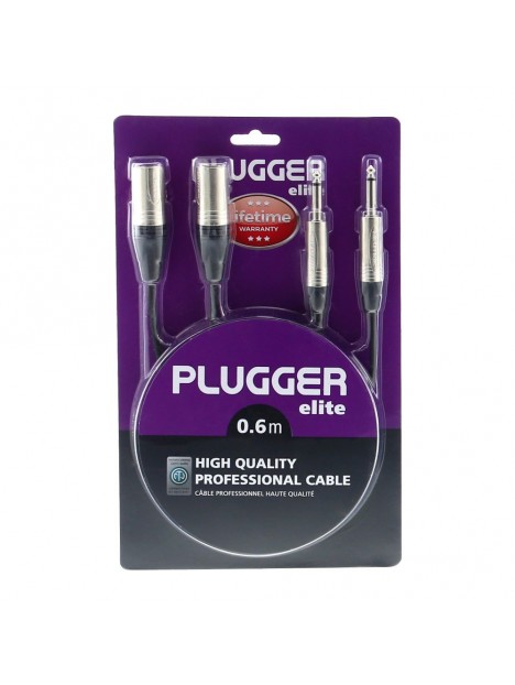 Plugger - Câble Bretelle XLR Mâle 3b - Jack Mâle Mono 0.60m Elite Plugger