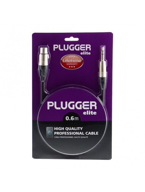Plugger - Câble XLR Femelle 3b - Jack Mâle Stéréo 0.6m Elite Plugger