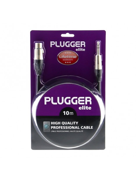 Plugger - Câble XLR Femelle 3b - Jack Mâle Stéréo 10m Elite Plugger