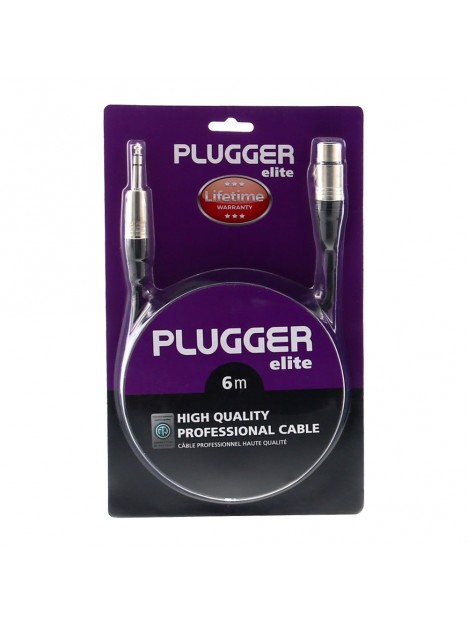Plugger - Câble XLR Femelle 3b - Jack Mâle Stéréo 6m Elite Plugger