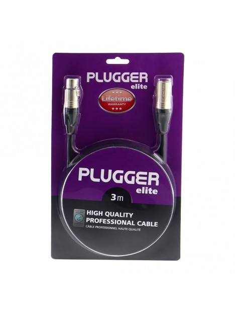 Plugger - Câble XLR Femelle 3b - XLR Mâle 3b 3m Elite Plugger