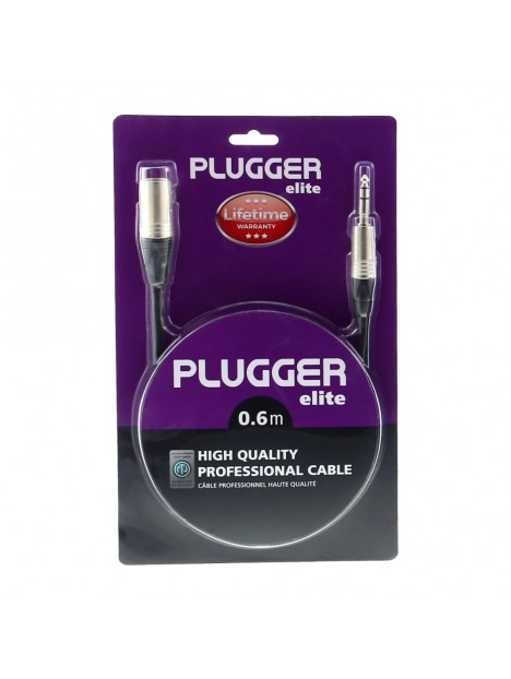 Plugger - Câble XLR Mâle 3b - Jack Mâle Stéréo 0.6m Elite Plugger