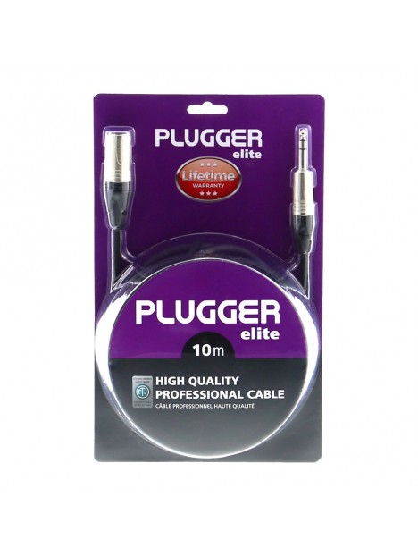 Plugger - Câble XLR Mâle 3b - Jack Mâle Stéréo 10m Elite Plugger