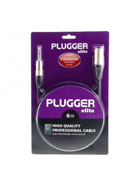 Plugger - Câble XLR Mâle 3b - Jack Mâle Stéréo 6m Elite Plugger
