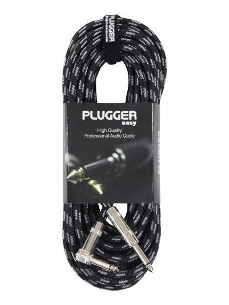 Plugger - Câble Tweed Jack Mâle Mono - Jack Mâle Mono Coudé 10m Easy Plugger