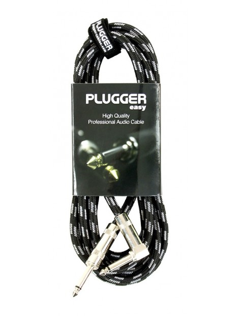 Plugger - Câble Tweed Jack Mâle Mono - Jack Mâle Mono Coudé 3m Easy Plugger