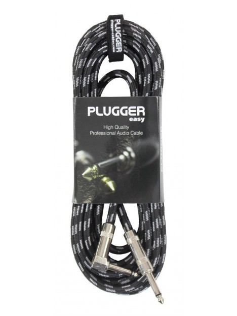 Plugger - Câble Tweed Jack Mâle Mono - Jack Mâle Mono Coudé 6m Easy Plugger