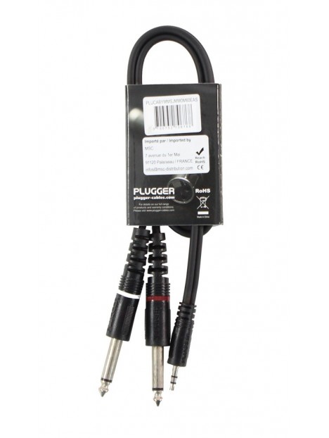 Plugger - Câble Y Mini Jack Mâle Stéréo - Jack Mâle Mono 0.60m Easy Plugger