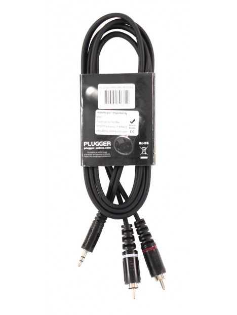 Plugger - Câble Y Mini Jack Mâle Stéréo - RCA Mâle 1.50m Easy Plugger