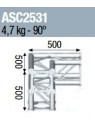 ASD - ANGLE 3D 90° SECTION 250 ALU CARRE - ASC2531