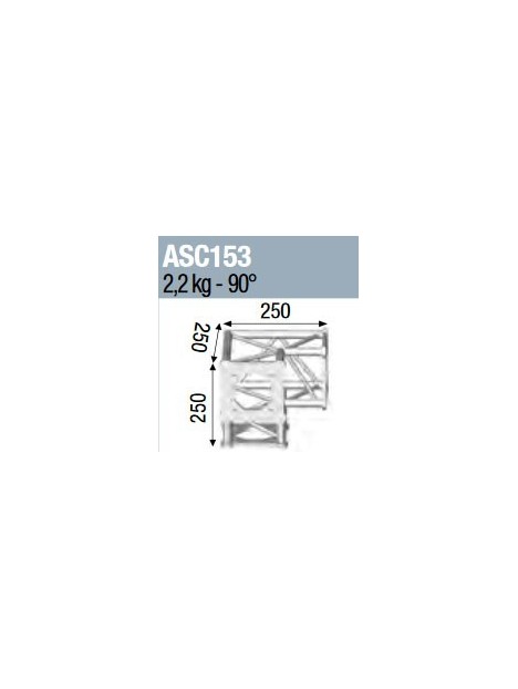 ASD - ANGLE 3D PIED 90° SECTION 150 ALU CARRE - ASC153
