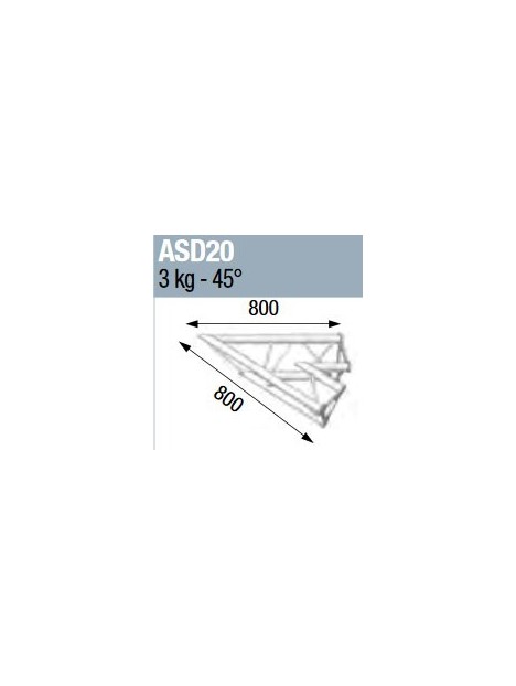 ASD - ANGLE ALU 250 TRIANGULAIRE 2 DEPARTS 45° - ASD20