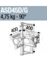 ASD - ANGLE ALU 250 TRIANGULAIRE 4 DEPARTS 90° VERTICAL/MEDIAN D - ASD45