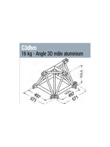 ASD - Angle 3D mâle structure alu 500 triangulaire - C3DHM