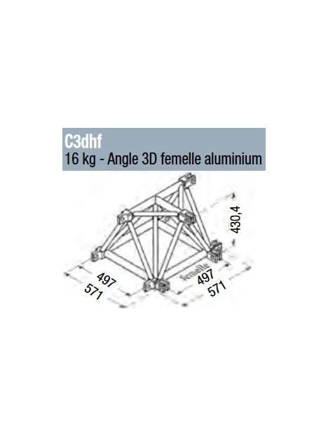 ASD - Angle 3D femelle structure alu 500 triangulaire - C3DH