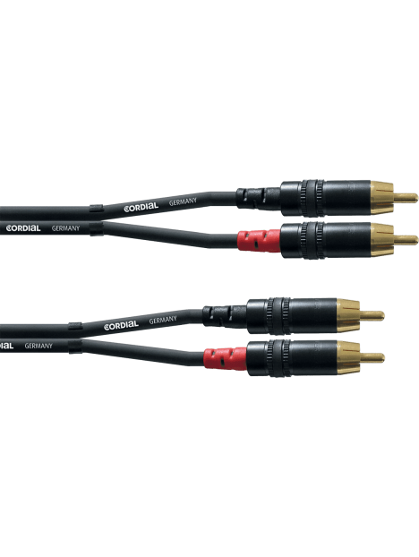 Cordial - Câble audio double REAN 2x 2 RCA dorés 0,9m - ECL CFU0.9CC