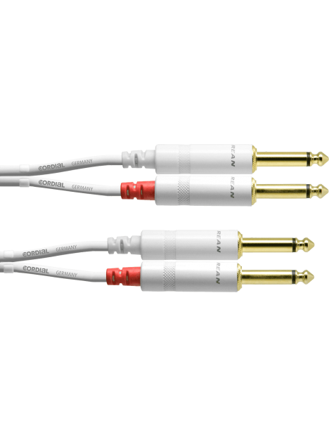 Cordial - Câble audio double 2x 2 Jacks mono blanc 1,5m - ECL CFU1.5PP-SNOW