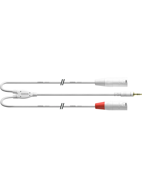 Cordial - Câble Y REAN 3.5mm st./2x XLR m. 1.8m blanc - ECL CFY1.8WMM-SNOW