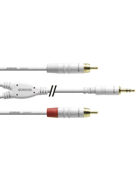 Cordial - Câble bretelle REAN 3.5mm st/2x RCA 3m blanc - ECL CFY3WCC-SNOW