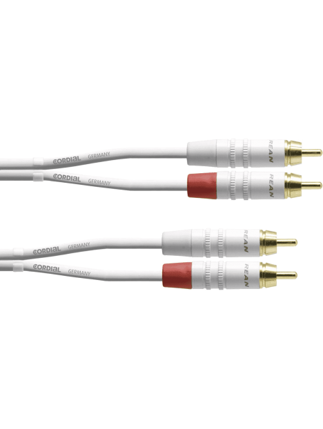 Cordial - Câble audio double RCA 90 cm blanc - ECL CFU0.9CC-SNOW